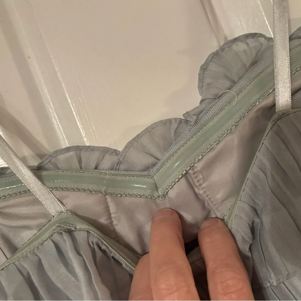 BCBGMaxAzria Strapless Blue Ruffle Dress - Picture 4 of 5